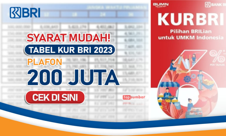 Tabel Angsuran KUR BRI 2023 Plafon Rp200 Juta Per Desember Cicilan