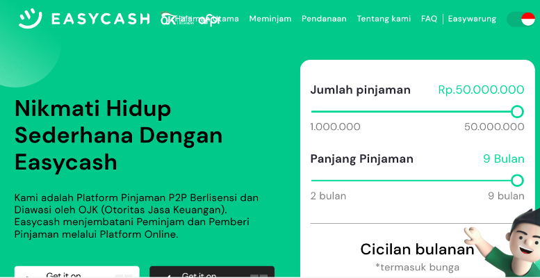 Pinjol Easycash legal OJK bisa cairkan hingga Rp50 juta (foto: Easycash)