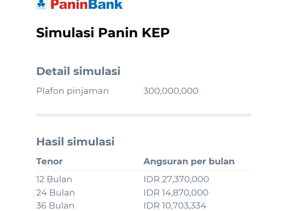 Simulasi Panin Bank