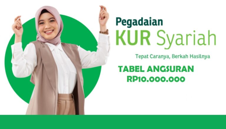 TABEL Angsuran KUR Pegadaian Syariah, Pinjam Uang Rp10 Juta Cicilan ...