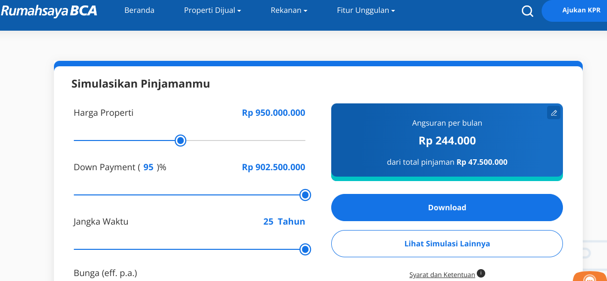 Simulasi KPR BCA (foto: RumahSayaBCA)