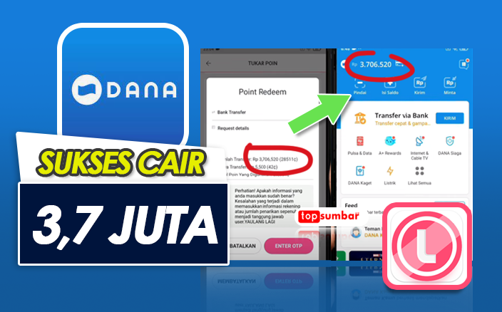 Rp3,7 Juta 1 Kali Tarik, Saldo Dana Gratis Tercepat di Aplikasi Penghasil uang terbaru 2023