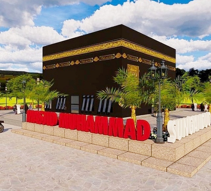 Masjid Muhammad, Keajaiban Arsitektur di Jantung Dharmasraya yang Terinspirasi oleh Ka’bah. (Foto : Dok. Istimewa)