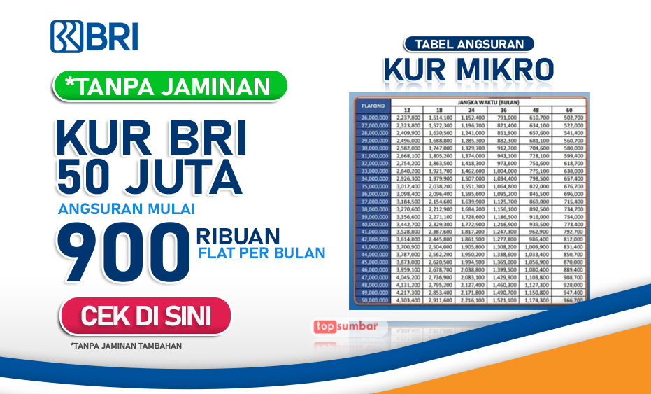 KUR BRI Rp 50 Juta 2023 Cek Syarat dan Angsuran per Bulan lewat Tabel Angsuran Ini