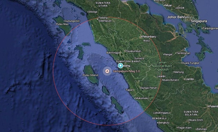 Breaking News, Gempa Magnitudo 5,0 Guncang Barat Daya Pariaman