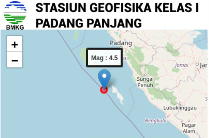 Dalam Kurun Waktu Dua Jam, Kepulauan Mentawai Diguncang Gempa sebanyak 3 Kali