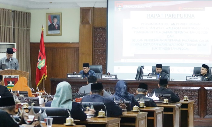 DPRD Bukittinggi Gelar Rapat Paripurna Pengusulan Pemberhentian dan Penetapan Wako-Wawako Terpilih 2024