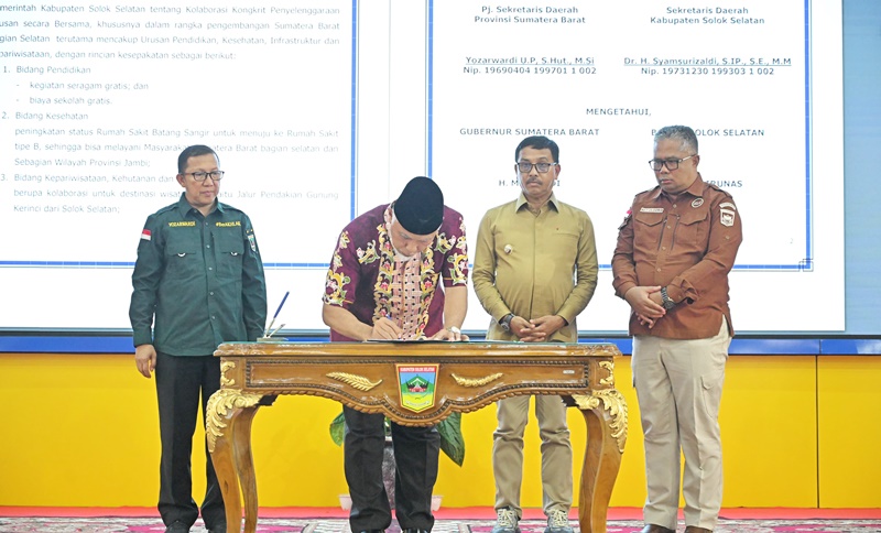 Pemprov Sumbar dan Pemkab Solok Selatan Jalin Kerja Sama untuk Percepat Pembangunan Daerah