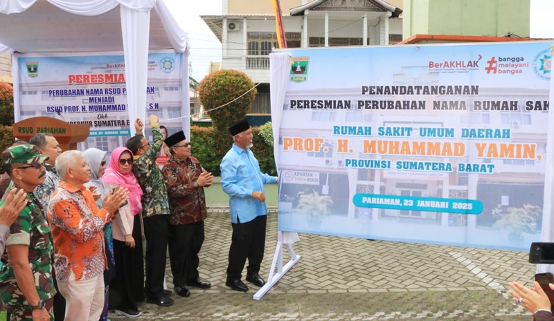 RSUD Pariaman Resmi Berganti Nama Menjadi RSUD Prof. H. Muhammad Yamin, SH