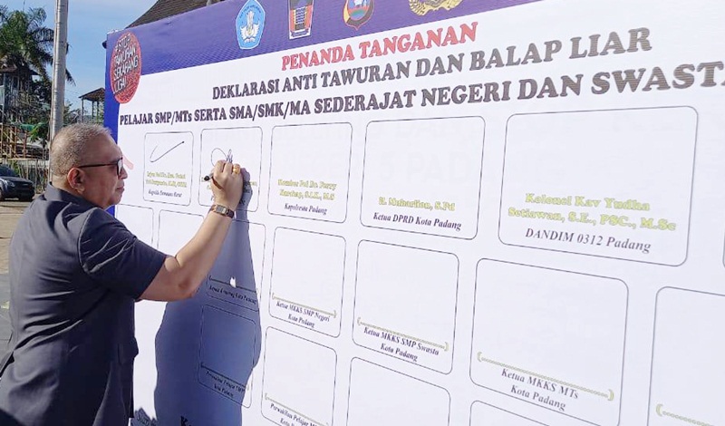 Wujudkan Kota Aman dan Kondusif, Pemko Padang dan Polda Sumbar Deklarasi Anti Tawuran dan Balap Liar