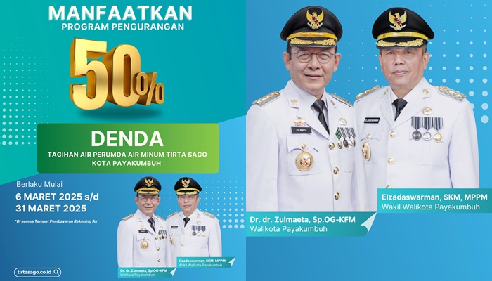 Perumda Pamtigo Payakumbuh Beri Diskon 50 Persen untuk Denda Keterlambatan Pembayaran